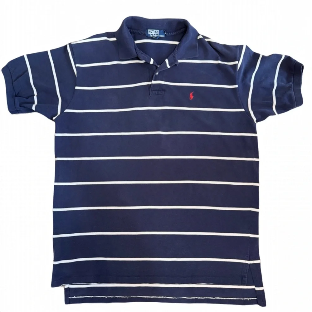Polo Ralph Lauren Striped Short Sleeve Shirt Men’s XL Navy Blue Red Pony Cotton